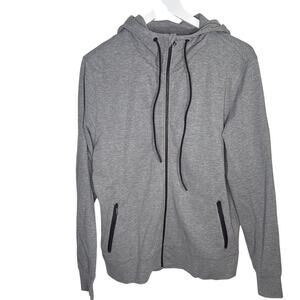 Kit and Ace Zip Front Gray Drawstring Full-Zip Gray Hoodie M-263 Sz M